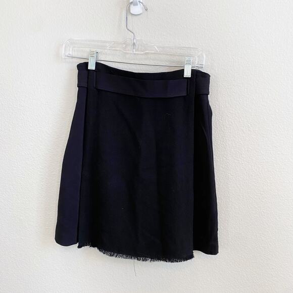 A.L.C.  Black Thick Crepe Belted Skirt 4 - Picture 3 of 5